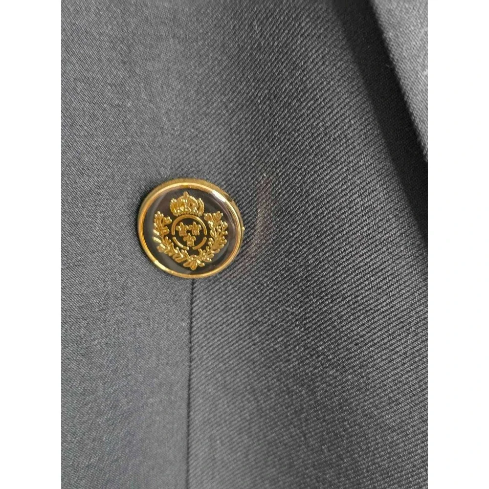 Baumler Wool Men's Blazer Size 45 L Black Double Breasted Classic‎ Vintage